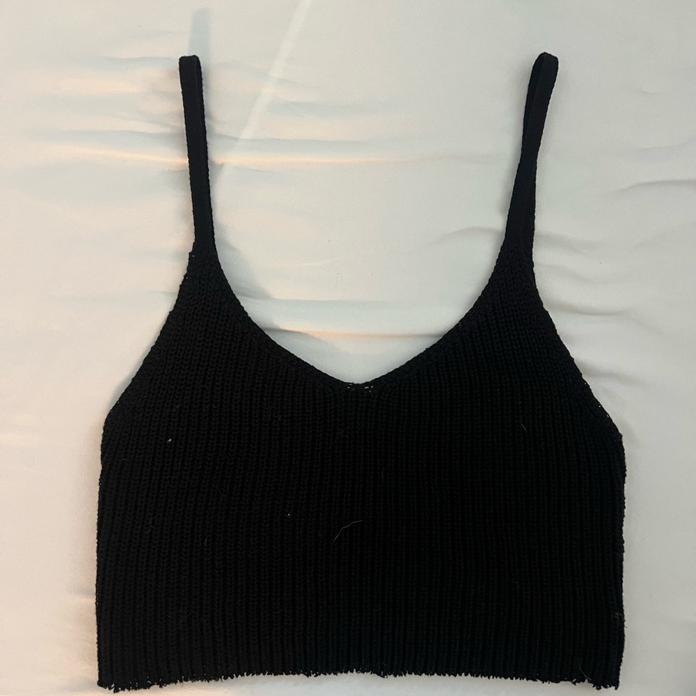 Cotton On Black Ribbed Sleeveless Crop Camisole